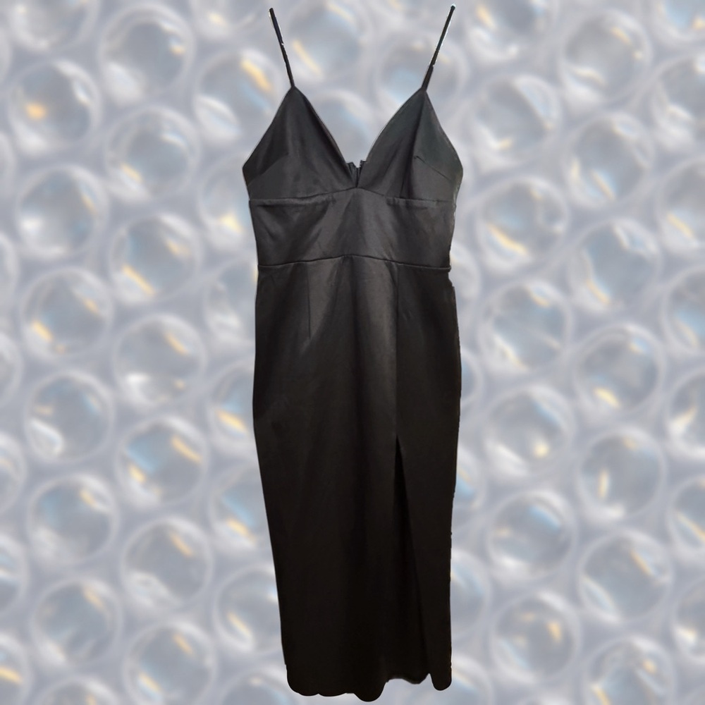 SHEIN Long Black Zippered Bodycon Dress